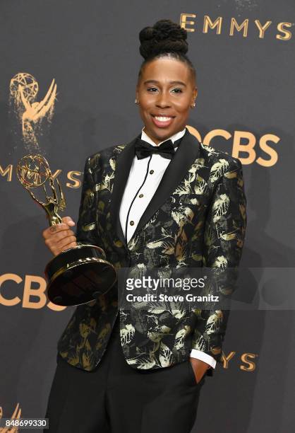 Writer Lena Waithe, winner of the award for Outstanding Writing for a Comedy Series for 'Master of None,' poses in the press room during the 69th...