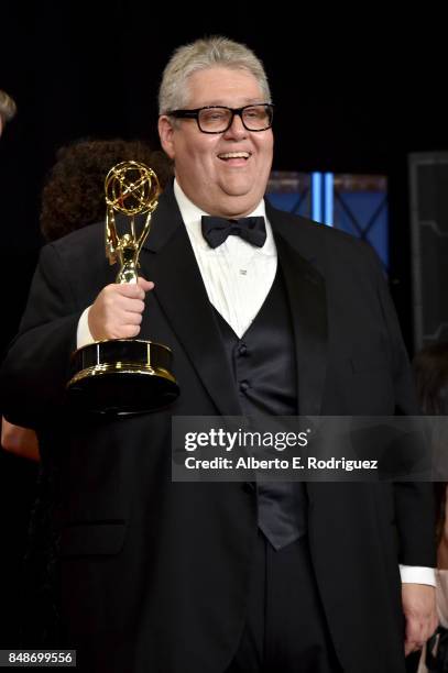 Executive producer David Mandel, winner of Outstanding Comedy Series for 'Veep,' poses in the press room during the 69th Annual Primetime Emmy Awards...