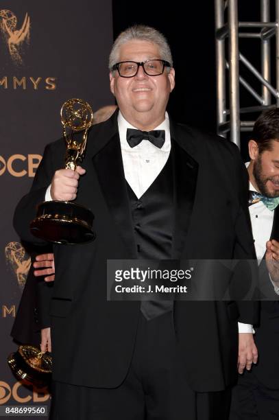 Executive producer David Mandel, winner of Outstanding Comedy Series for 'Veep,' poses in the press room during the 69th Annual Primetime Emmy Awards...