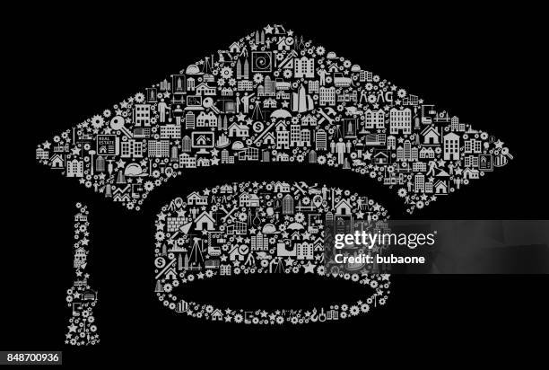 graduation cap construction industry vector icon pattern - computer engineering student stock illustrations