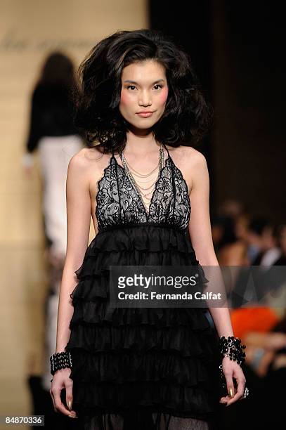 Model walks the runway at the Baby Phat & KLS Collection Fall 2009 fashion show during Mercedes-Benz Fashion Week at Gotham Hall on February 17, 2009...