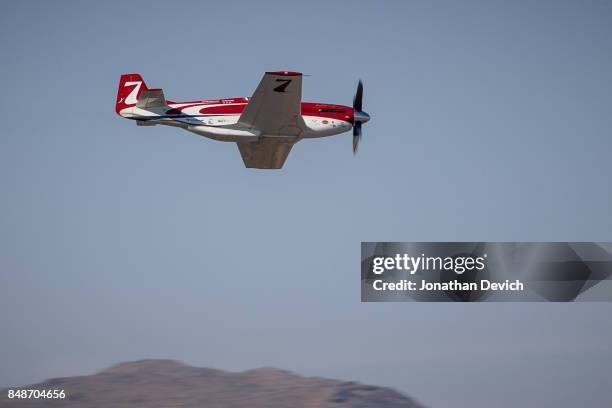 Unlimited gold class winner Jay Consalvi in his plane named Strega at the Reno Championship Air Races on September 17, 2017 in Reno, Nevada.