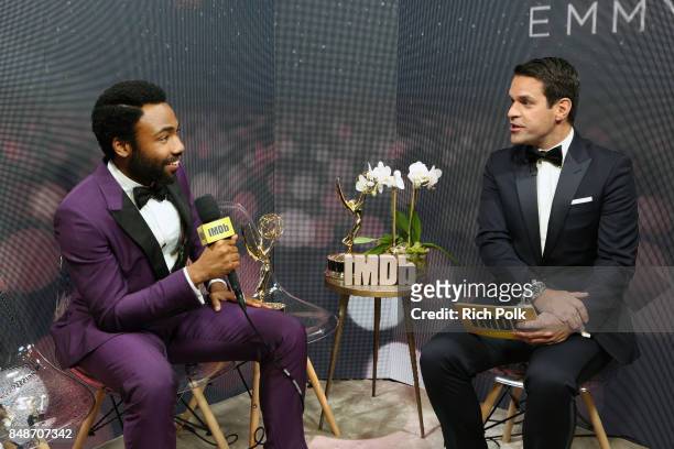 Actor Donald Glover , winner of the award for Outstanding Lead Actor in a Comedy Series for 'Atlanta,' and host Dave Karger attend IMDb LIVE After...