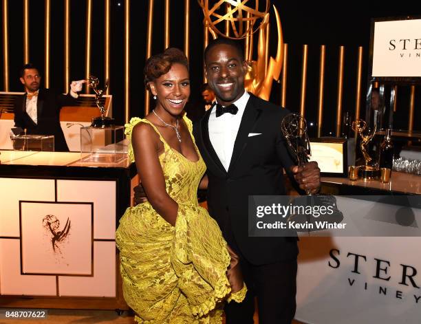 Ryan Michelle Bath and actor Sterling K. Brown, winnerof the award for Outstanding Lead Actor in a Drama Series for 'This is Us', attend the 69th...