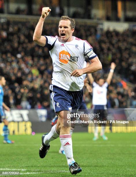 Bolton Wanderers Kevin Davies celebrates scoring during the npower Championship match at the Reebok Stadium, Bolton.