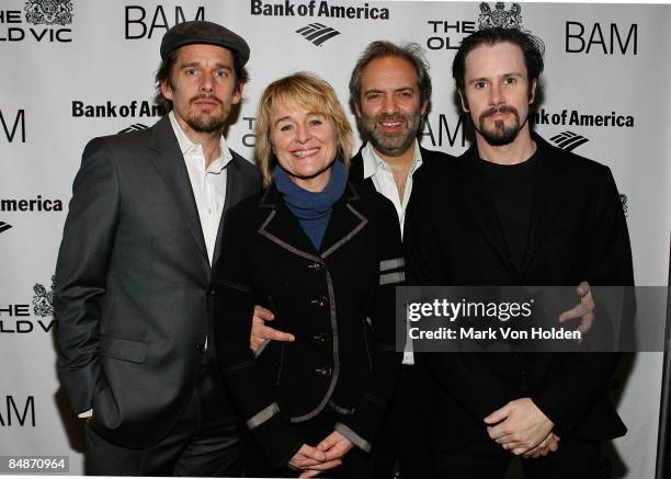 Actor Ethan Hawke, Actress Sinead Cusack, Director Sam Mendes, and actor Josh Hamilton attend the Bridge Project benefit at BAM on February 17, 2009...