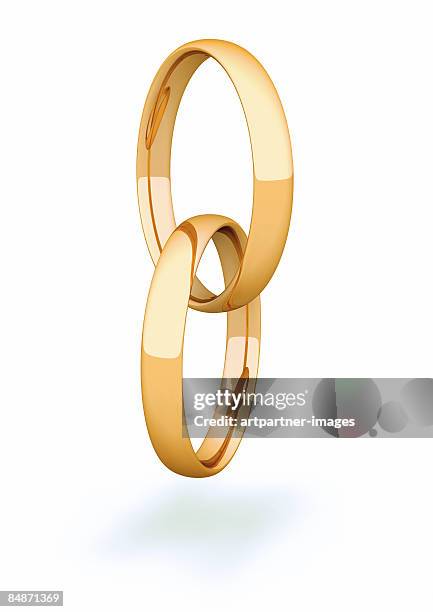 2 gold rings / gold rings on white background - wedding ring white background stock illustrations