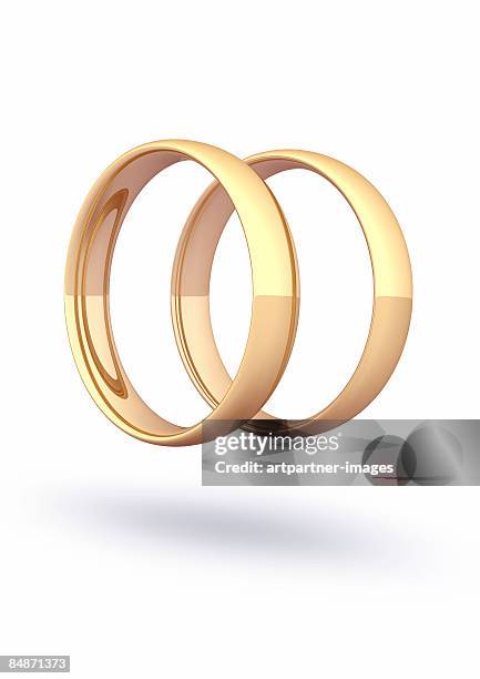 2 gold rings / gold rings on white background - engagement ring stock-grafiken, -clipart, -cartoons und -symbole