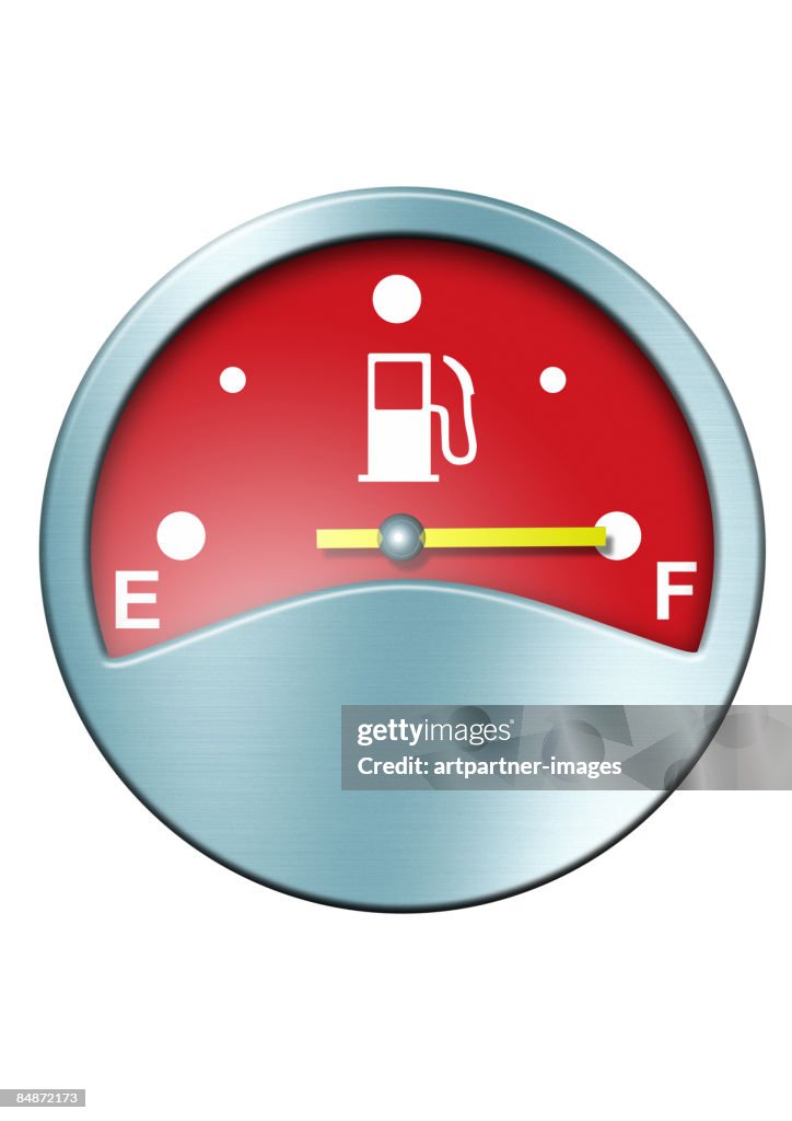 Red fuel gauge on full