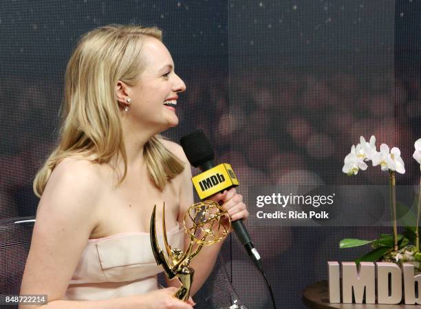 Actor Elisabeth Moss, winner of the award for Outstanding Drama Series for 'The Handmaid's Tale,' attends IMDb LIVE After the Emmys at Microsoft...