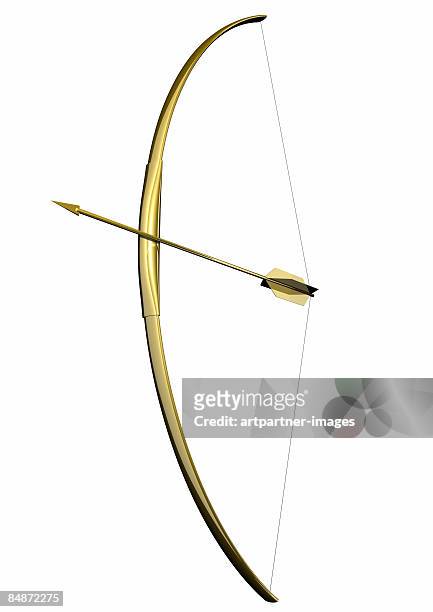 bow and arrow on white background - heidelberg stock-grafiken, -clipart, -cartoons und -symbole