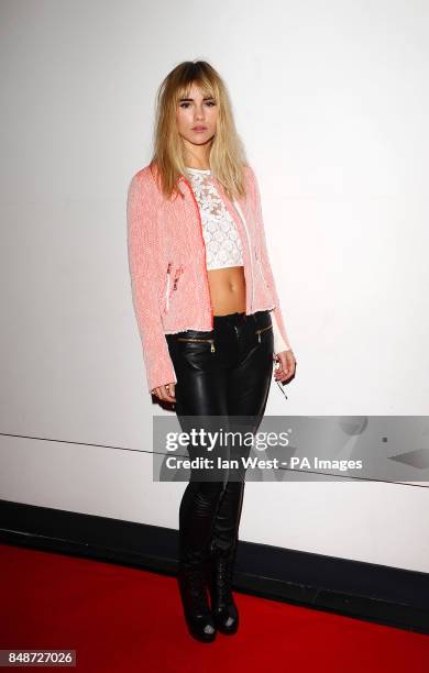 Suki Waterhouse arriving at a gala screening of the film Pusher at the Hackney Picturehouse, London.