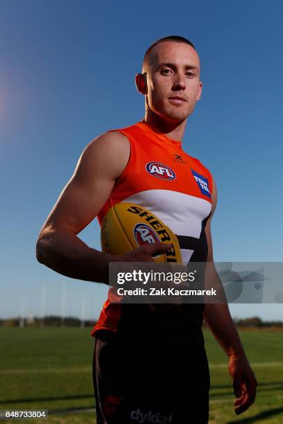 Tom Scully poses during a Greater Western Sydney Giants AFL media opportunity at the WestConnex Centre on September 18, 2017 in Sydney, Australia.