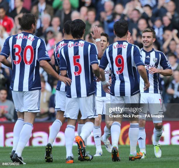 West Bromwich Albion's James Morrison celebrates after scoring his team's opening goal