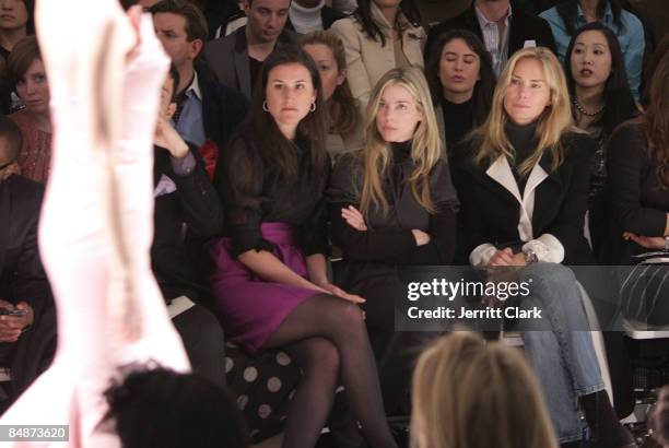 Lydia Fenet, Alexandra Lynn Rose and Valeska Guerrand-Hermes attend Chocheng Fall 2009 during Mercedes-Benz Fashion Week at The Salon in Bryant Park...