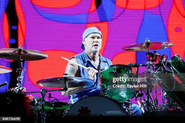 Chad Smith of Red Hot Chili Peppers performs onstage during Day 3 at The Meadows Music & Arts Festival at Citi Field on September 17, 2017 in New...