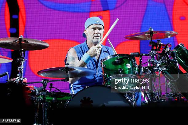 Chad Smith of Red Hot Chili Peppers performs onstage during Day 3 at The Meadows Music & Arts Festival at Citi Field on September 17, 2017 in New...