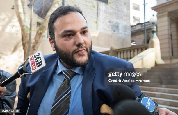 Abbas Soukie lawyer for Fadi Ibrahim leaves Sydney Central Local Court after Fadi Ibrahim was granted bail on September 18, 2017 in Sydney,...