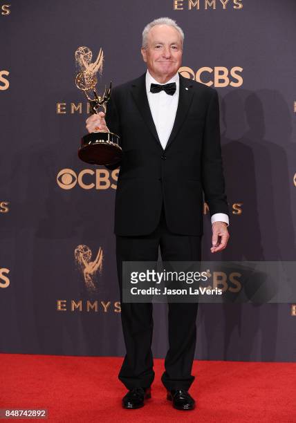 Producer Lorne Michaels poses in the press room at the 69th annual Primetime Emmy Awards at Microsoft Theater on September 17, 2017 in Los Angeles,...