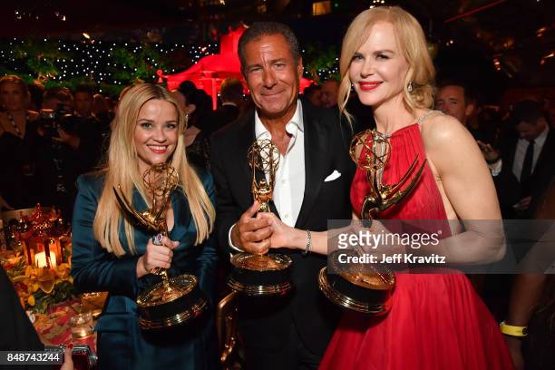 Reese Witherspoon, Chief Executive Officer of HBO Richard Plepler, and Nicole Kidman at the HBO's Official 2017 Emmy After Party at The Plaza at the...