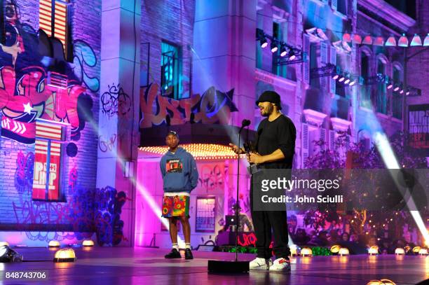 Hype Williams and Pharrell Williams onstage VH1 Hip Hop Honors: The 90s Game Changers at Paramount Studios on September 17, 2017 in Los Angeles,...