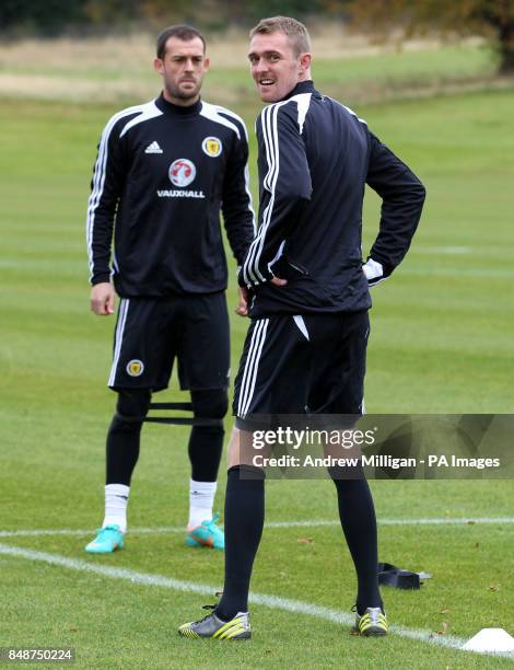 Scotland players Steven Fletcher and Darren Fletcher during the training session at Mar Hall, Bishopton.