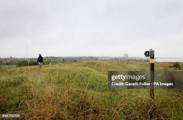 General view of the Swanscombe Peninsula in Swanscombe, Kent, as developers are granted a license from Paramount Pictures to use their name and...