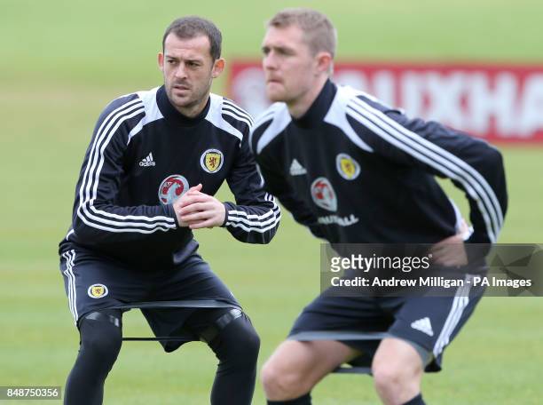 Scotland players Steven Fletcher and Darren Fletcher during the training session at Mar Hall, Bishopton.