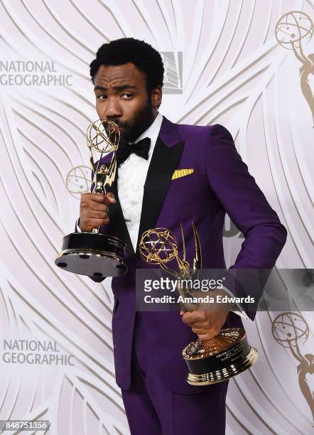 Actor Donald Glover arrives at the FOX Broadcasting Company, Twentieth Century Fox Television, FX and National Geographic 69th Primetime Emmy Awards...