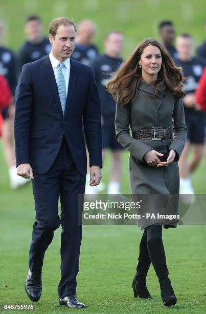 The Duke and Duchess of Cambridge after the England training session during the official launch of The Football Association's National Football...