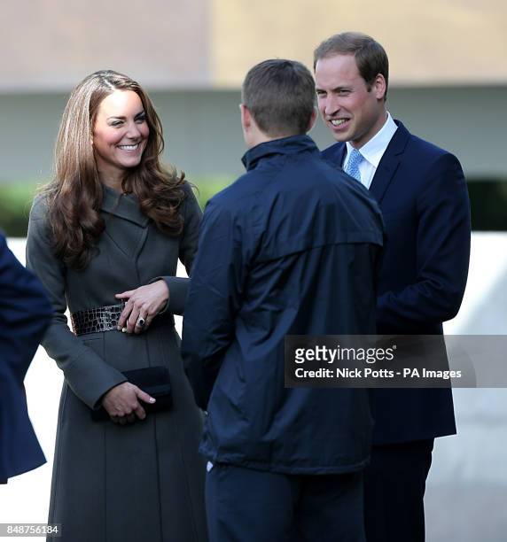 The Duke and Duchess of Cambridge meet England captain Steven Gerrard after the training session during the official launch of The Football...