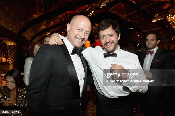 Mike Judge and Clifton Collins Jr. Attend HBO's Post Emmy Awards Reception at The Plaza at the Pacific Design Center on September 17, 2017 in Los...