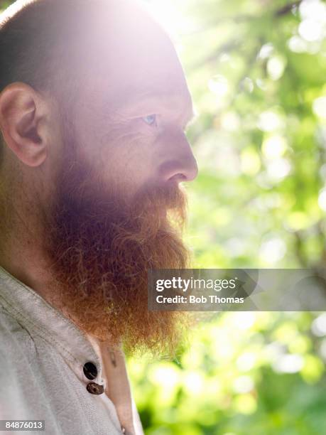 Spiritual man, portrait, backlit.