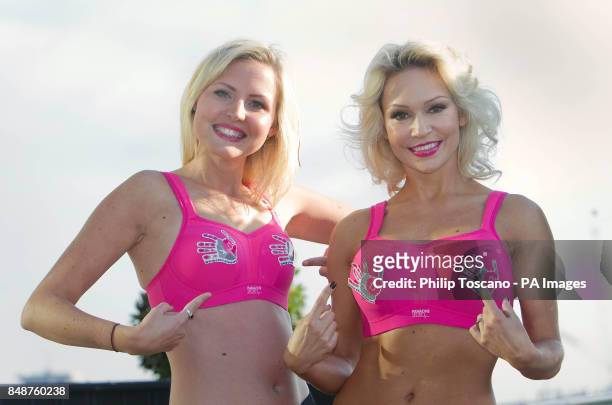 Kristin Hallenga , founder of CoppaFeel! with Strictly Come Dancing's Kristina Rihanoff wearing a limited edition Pink Panache Sports Bra in aid of...