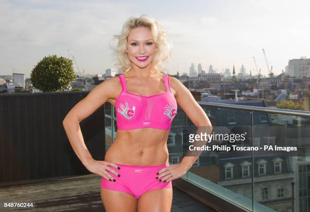 Strictly Come Dancing's Kristina Rihanoff wearing a limited edition Pink Panache Sports Bra in aid of CoppaFeel!