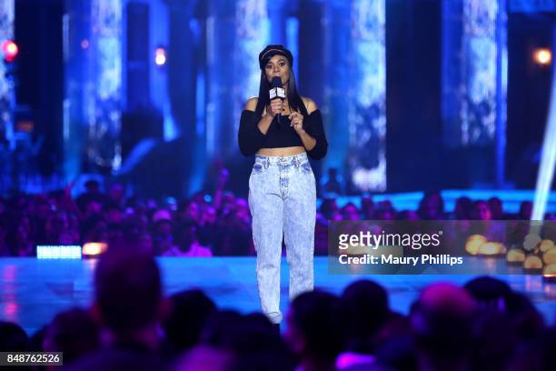 Regina Hall speaks onstage at VH1 Hip Hop Honors: The 90s Game Changers at Paramount Studios on September 17, 2017 in Los Angeles, California.