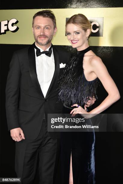 Comedian / actor / host Chris Hardwick and wife actor / model Lydia Hearst attend AMC Networks 68th Primetime Emmy Awards After Party at BOA...