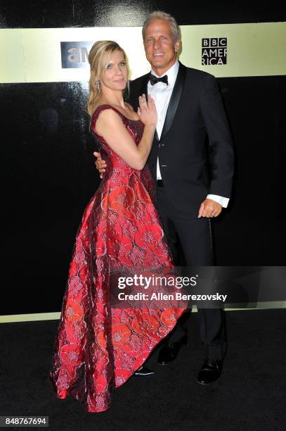 Actress Rhea Seehorn and actor Patrick Fabian attend AMC Networks 69th Primetime Emmy Awards After-Party celebration at BOA Steakhouse on September...