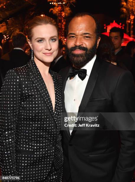 Evan Rachel Wood and Jeffrey Wright attend the HBO's Official 2017 Emmy After Party at The Plaza at the Pacific Design Center on September 17, 2017...