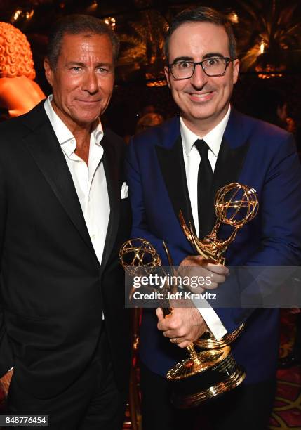 Chief Executive Officer of HBO Richard Plepler and John Oliver attend the HBO's Official 2017 Emmy After Party at The Plaza at the Pacific Design...