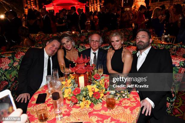 Jeff Garlin, Charissa Thompson, Larry David, Lindsay Shookus and Ben Affleck attend the HBO's Official 2017 Emmy After Party at The Plaza at the...