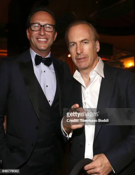 President AMC Charlie Collier and Bob Odenkirk at AMC, BBCA and IFC Emmy party at BOA Steakhouse on September 17, 2017 in West Hollywood, California.