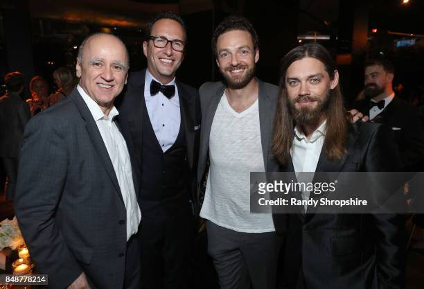 David Madden, Charlie Collier, Ross Marquand, and Tom Payne at AMC, BBCA and IFC Emmy party at BOA Steakhouse on September 17, 2017 in West...
