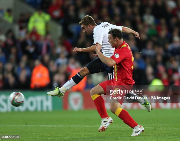 Scotland's James Morrison scores his side's first goal of the game