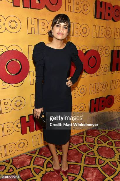 Natalie Morales attends HBO's Post Emmy Awards Reception at The Plaza at the Pacific Design Center on September 17, 2017 in Los Angeles, California.