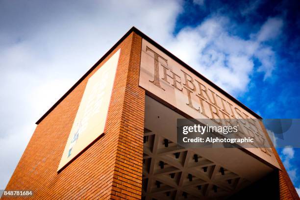 the british library entrance on euston road - british library stock pictures, royalty-free photos & images