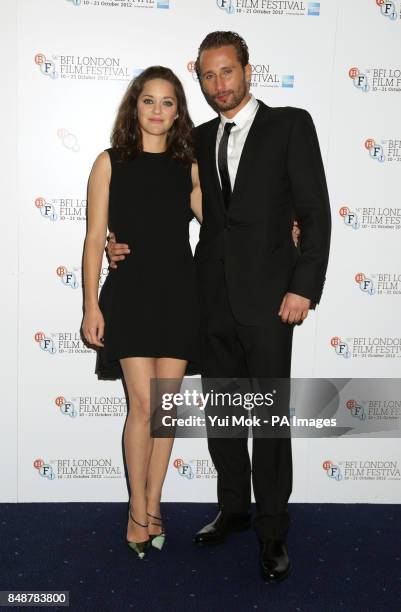 Marion Cotillard and Matthias Schoenaerts arriving for the BFI London Film Festival screening of Rust And Bone, at the Odeon West End, Leicester...