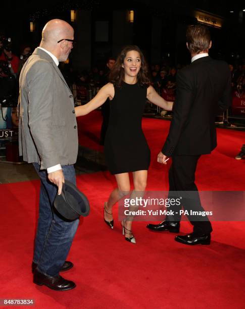 Director Jacques Audiard, Marion Cotillard and Matthias Schoenaerts arriving for the BFI London Film Festival screening of Rust And Bone, at the...