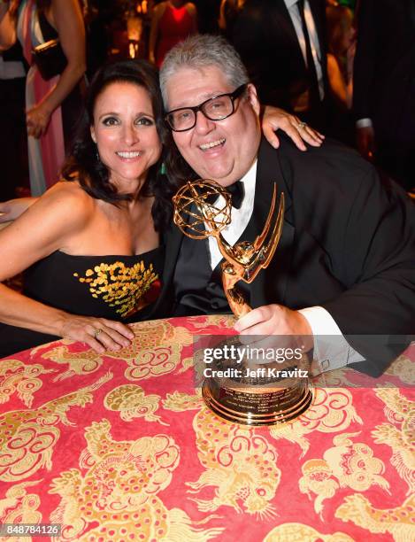 Julia Louis-Dreyfus and David Mandel attend the HBO's Official 2017 Emmy After Party at The Plaza at the Pacific Design Center on September 17, 2017...