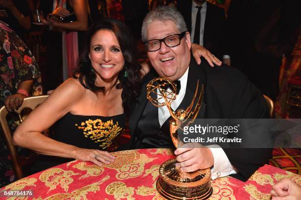 Julia Louis-Dreyfus and David Mandel attend the HBO's Official 2017 Emmy After Party at The Plaza at the Pacific Design Center on September 17, 2017...
